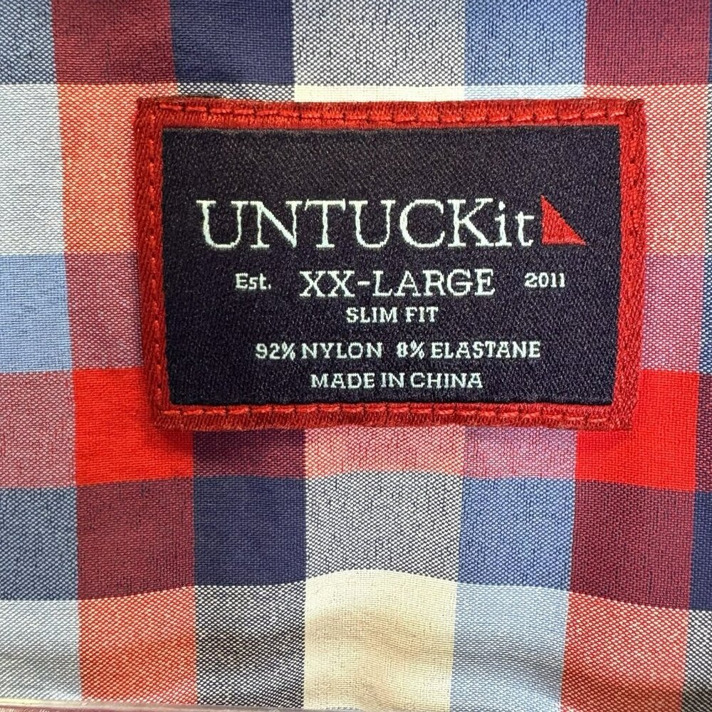 UNTUCKit Long Sleeve Shirt Mens Size XXL 2XL Stever Hill Slim Fit Check Plaid - Picture 2 of 5